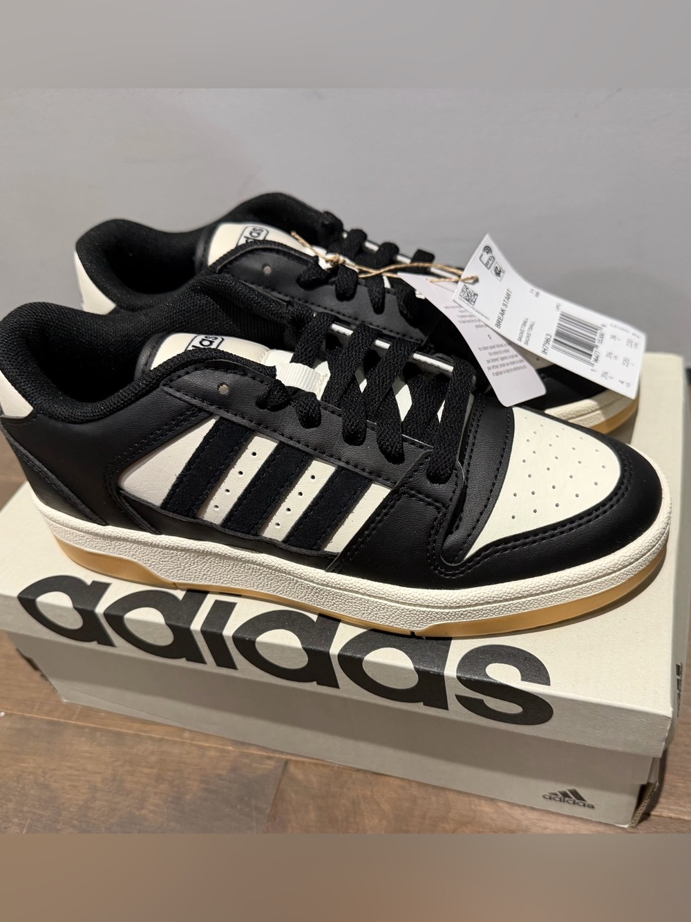 adidas Men’s Black & Cream Low-Top Sneakers with Gum Outsole